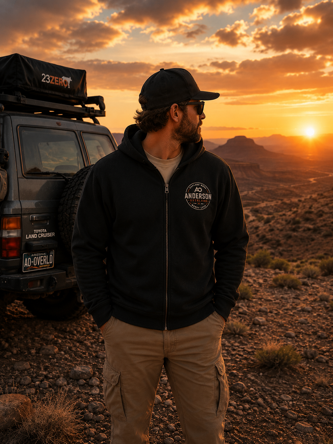 Fleece Overlanding Logo Zip Up Hoodie - Unisex