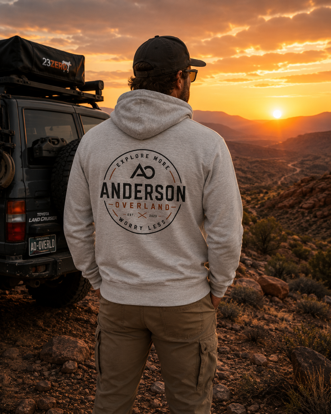 Fleece Hoodie Outdoor Anderson Overland Logo